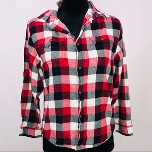 Faded Glory girl flannel plaid Red Sz Xl/XG(14-16)